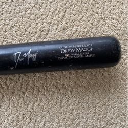 Drew Maggi Pittsburg Pirates Autographed Bat
