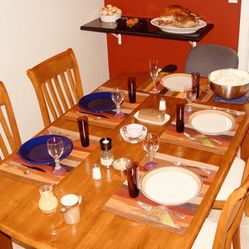 72” Mission Oak Dining Table + 4 Chairs Set