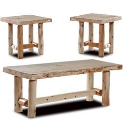 Log Cabin  End Tables And Coffee Table