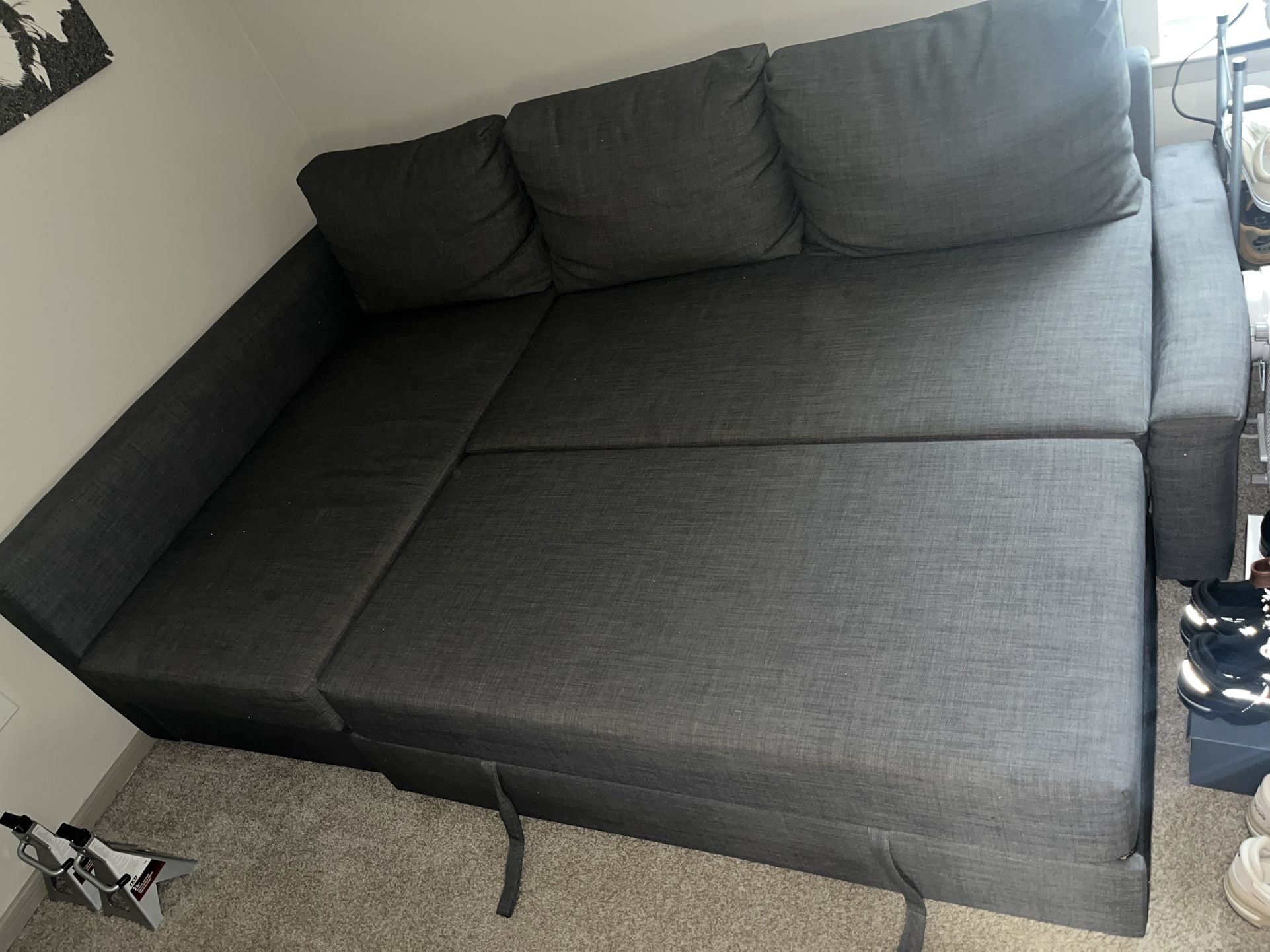 IKEA Grey Sectional W/ Pull Out Bed And Storage