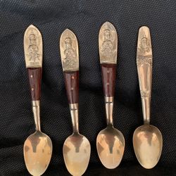 Vintage Star of Siam Thai Thailand Bronze Dessert Spoons