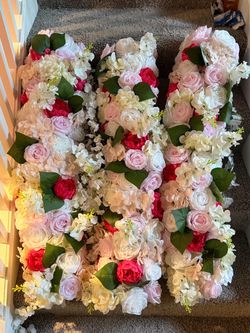 1M Long Artificial Silk Rose Flower Row (3 pieces)