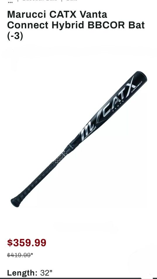 Marucci CATX Vanta Connect Hybrid BBCOR  Bat (-3)  
Length: 32"  
