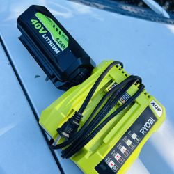 Battery and charger for yard cutting machine RYOBI 40V I can use it on anything that is from the same brand I can deliver