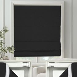 Cordless No Drill Roman Shades - 28"W x 64"H, Black