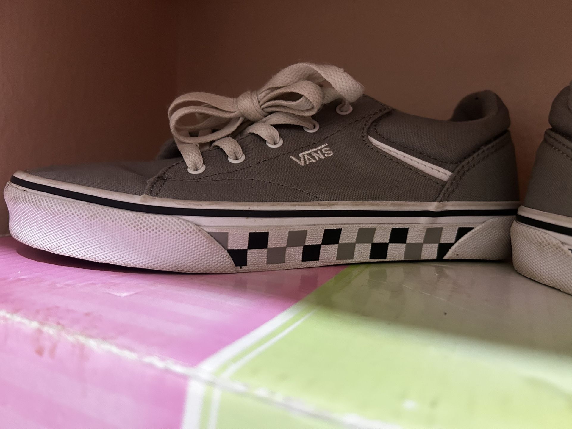 Gray And White Vans Tennis shoes