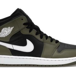 Jordan 1 Mid Black White Olive size 13