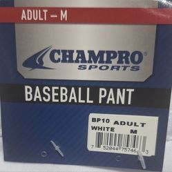 (BB - 46)   CHAMPRO SHORTBASEBALL PANT WHITE ADULT SIZE MEDIUM 