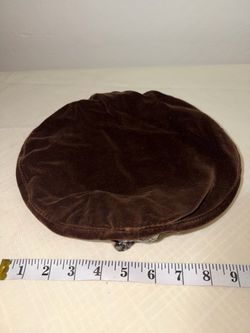 Brown Velvet Beret with Leopard Print Trim