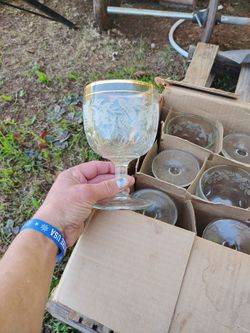 Gold Rimmed Goblets ( Grapes)