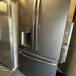 GE 3 Door Black Slate Door In Door Refrigerator 