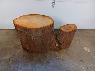 Wood Stump Bench Plant Stand