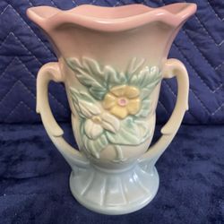 Hull Pottery Basket Vase Dogwood Floral Pattern, Vintage, Multi-Color, 7.5"