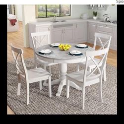 One Table And Four Chairs For Sale.Spacious Marble Tabletop.Curved Backrest.Study Table Legs