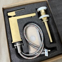 Lava Odoro Brushed Gold Bathroom Faucet Single Hole,Modern Bathroom Sink Faucet Single Handle Vanity Faucet with Pop up Drain Assembly