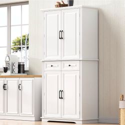 71" Tall Kitchen Pantry Cabinet, 3 Pull Out Pantry Cabinet Organizers, Spacious Storage Organizer with 6 Door Shelves, 2 Drawers, Freestanding Cupboar