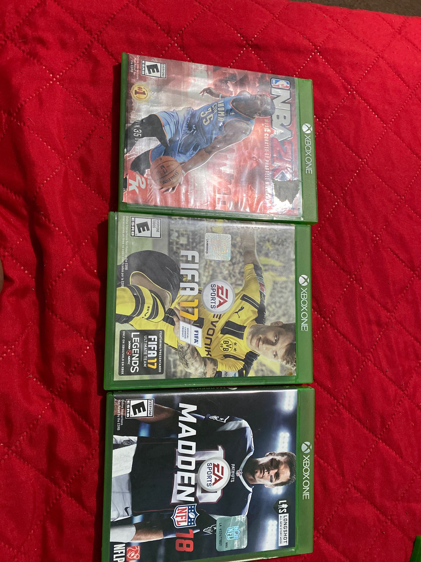 Madden 18, NBA 2k15, and FIFA 17