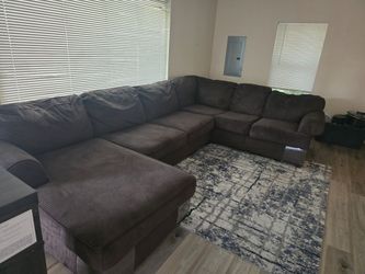 Large Brown Sectional Sofa with Chaise