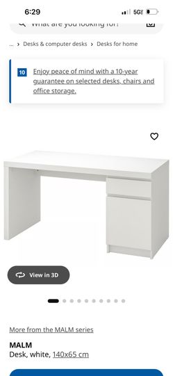 Ikea malm desk White — 55⅛” x 25⅝”