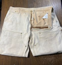 Vtg Carhartt Double Knee Work Pants B01 USA Faded Desert Tan Canvas Duck 40x30