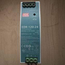 MEAN WELL EDR‑120‑24 Industrial DIN Rail Power Supply – 24V 5A – Good Condition