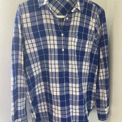 J.Crew Blue and White Plaid Button Down Shirt