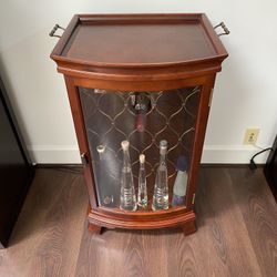 Vintage Bombay Company Light Brown Wine Cabinet with Removable Serving Tray 36”H 19”W 15”D