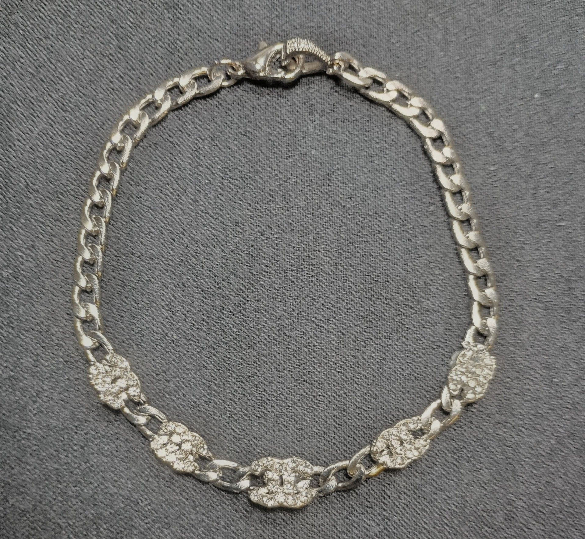 Polished Silver- tone Embellished Bracelet