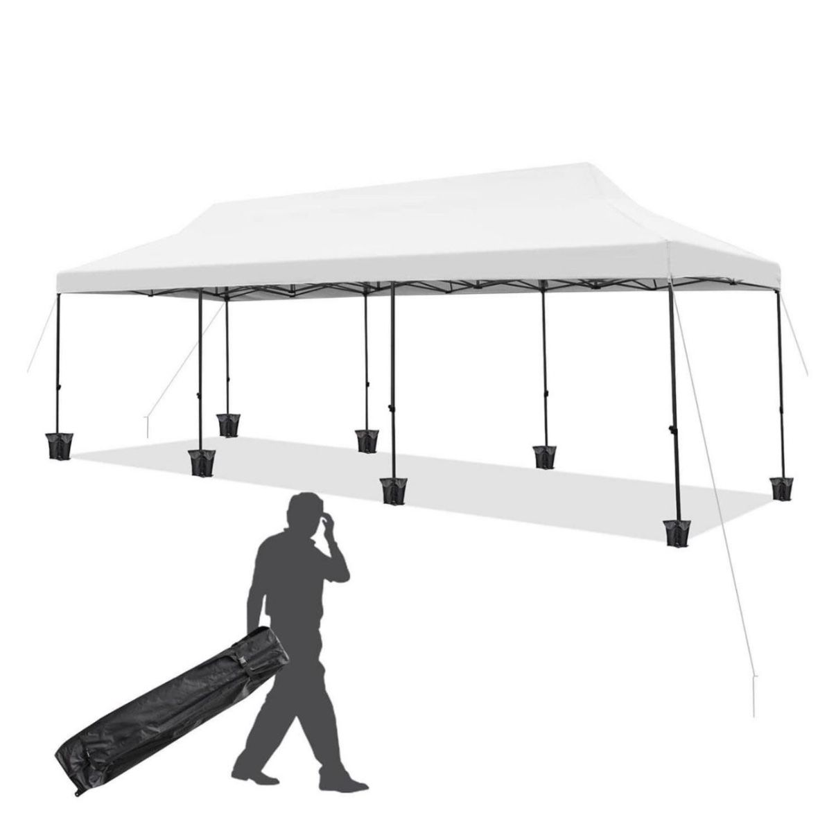 10x30 Pop Up Canopy Tent, Commercial Instant Canopy Heavy Duty With Roller Bag, 8 Sand Bags,