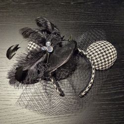 Houndstooth and feathers Minnie ears