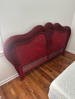French Vintage Wicker Headboard - 20th century