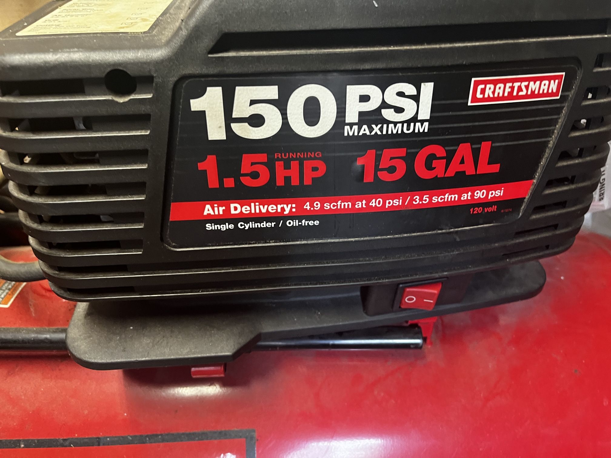 Craftsman 150 Psi 1.5 HP 15 GAL COMPRESSOR
