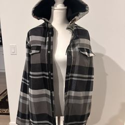 QUIKSILVER Men's DOCK Hooded Flannel - BLK - XL