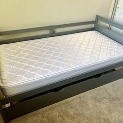 Twin Bed + Mattress + Trundle 
