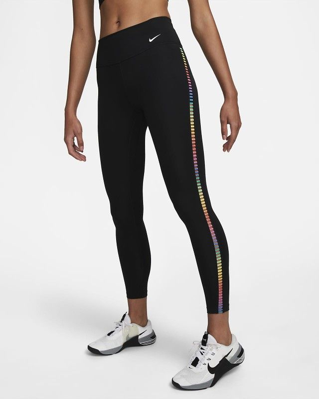 Nike One 2pc Rainbow Ladder 7/8 Tights and Indy Bra Set in Black - Main Image