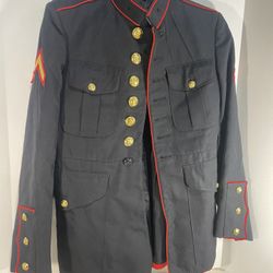 US Marines USMC Enlisted Dress Blue Male Jacket Coat Size 36S