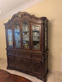 Formal Dining Room Set with table, 8 chairs, and china Hutch with buffet