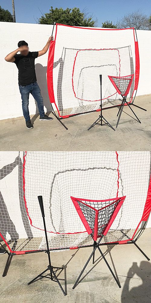 New $95 Baseball Practice (3pc Set) includes the 7’x’7 Net Bow Frame, Ball Tee and Caddy Bag