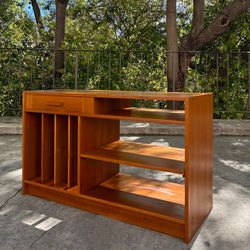 Vintage Mid Century Modern Danish Modern Teak Record Stand Media Cabinet Entertainment Center 