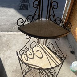 Antique Metal And Marble foldable shelve stand