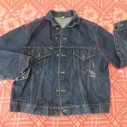 vintage unbranded denim trucker jacket star buttons 70s 80s XL