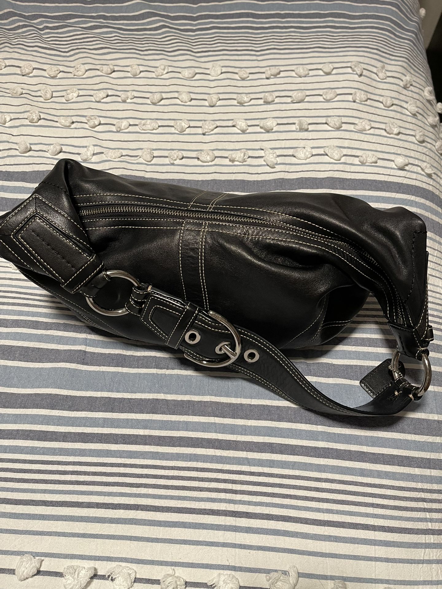 Coach Hobo Black Leather Silver Hardware