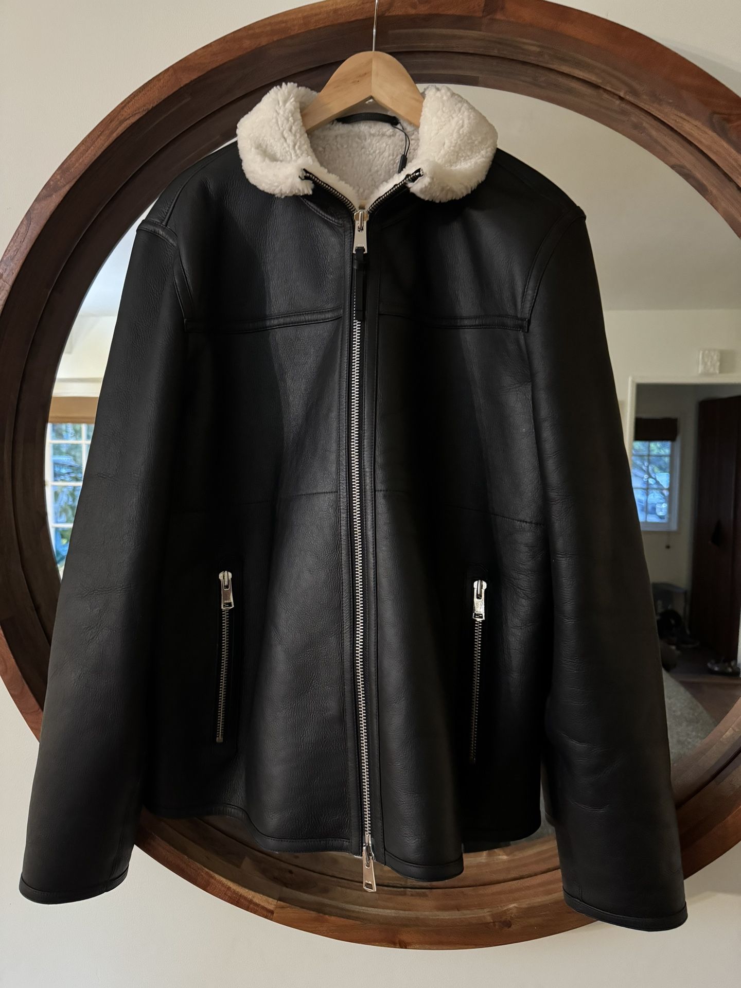 Sheepskin Jacket Reiss Leather Leather Primark Mens Aviator Jacket