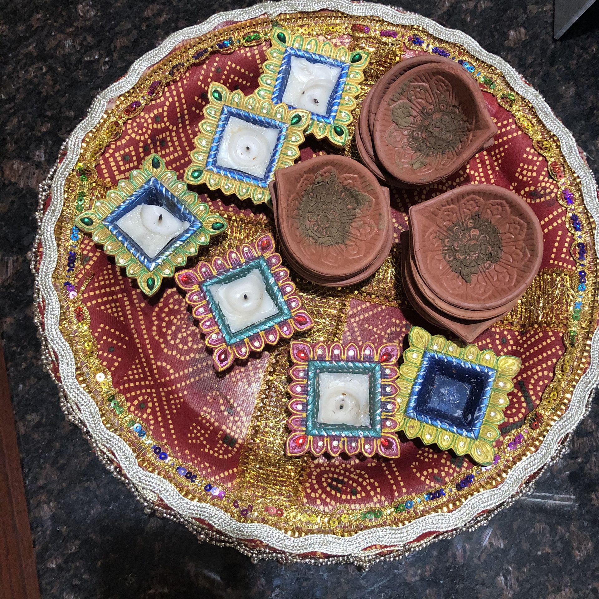 Indian/ Pakistani henna mehndi trays with candles