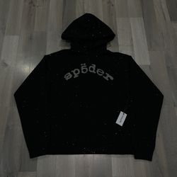 Black Rhinestone Spider hoodie Size M