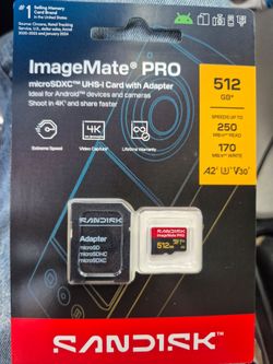 SanDisk ImageMate PRO 512GB microSDXC UHS-I A2 V30 Memory Card w/ Adapter NEW