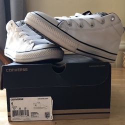 Converse CT Street Mid, Kids Size 4, White Leather