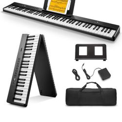 Donner DP-10 Portable Piano Keyboard 88 Keys for Beginner, Bluetooth Foldable Piano Keyboard with 128 Rhythms&Tones, Chord, Record, Drum Kit, Folding 