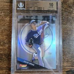 2015 Bowman Best Dodgers Julio Urias Top Prospects Refractor Beckett Pristine 10
