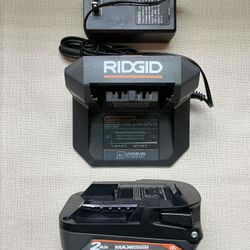 RIDGID. 18V Lithium Ion MAX OUTPUT 2.0Ah Starter Kit.